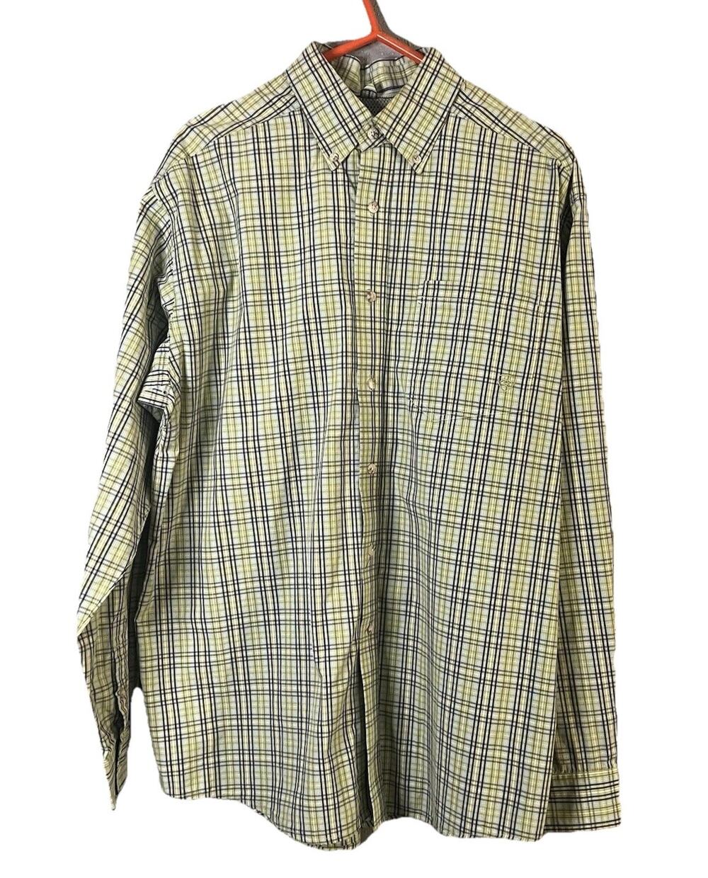 ARIAT PRO SERIES Mens Button Down Shirt Long Sleeve Western Green Blue XL Retro